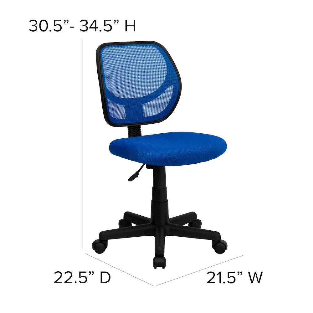 Low Back Blue Mesh Swivel Task Office Chair. Picture 7