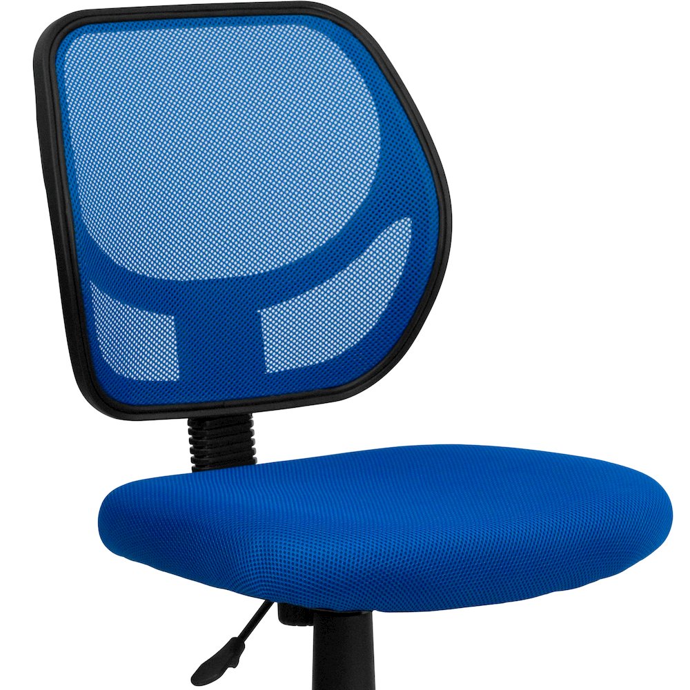 Low Back Blue Mesh Swivel Task Office Chair. Picture 12