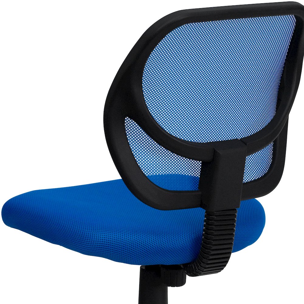 Low Back Blue Mesh Swivel Task Office Chair. Picture 9