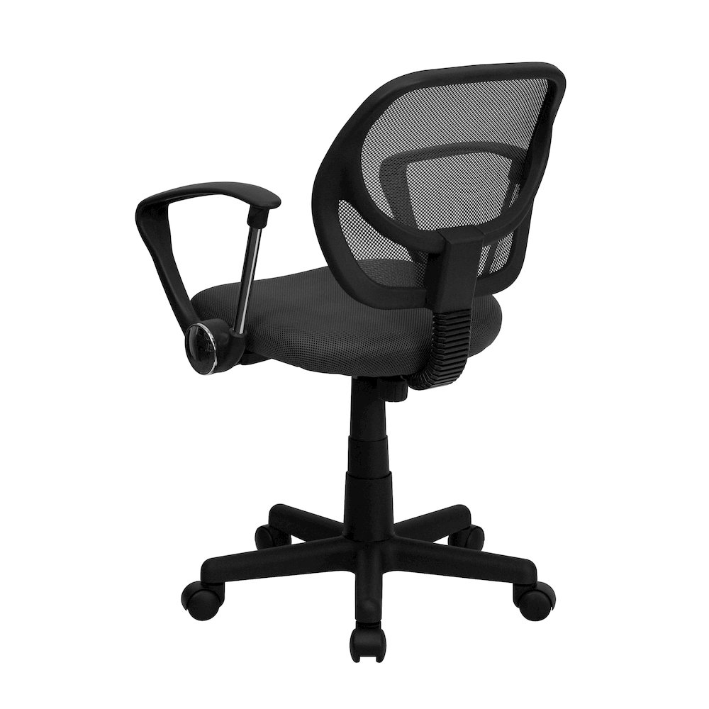 Low Back Gray Mesh Swivel Task Office Chair with Arms. Picture 3