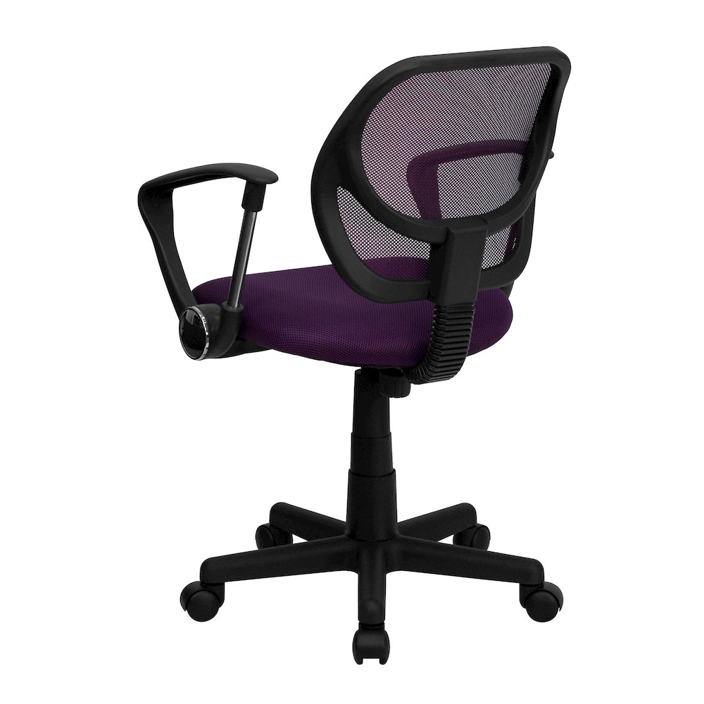 Low Back Purple Mesh Swivel Task Office Chair with Arms. Picture 7