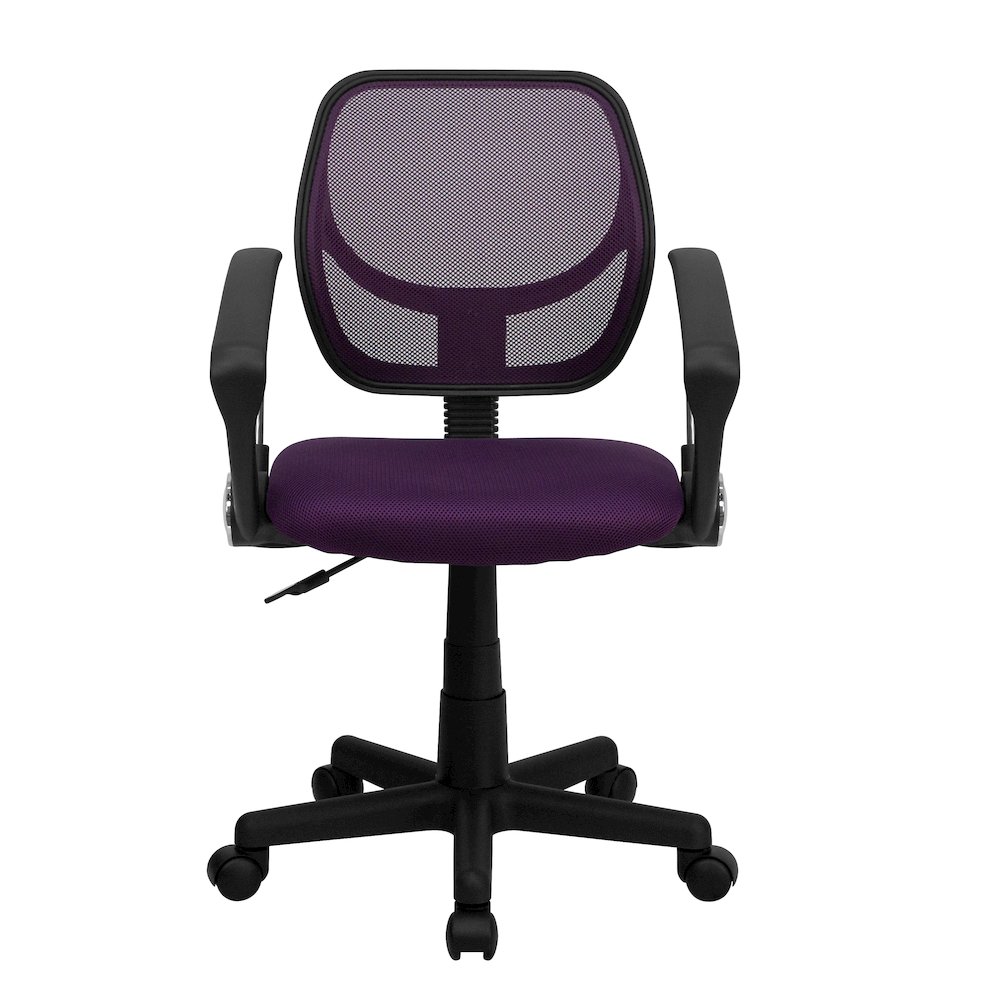 Low Back Purple Mesh Swivel Task Office Chair with Arms. Picture 10