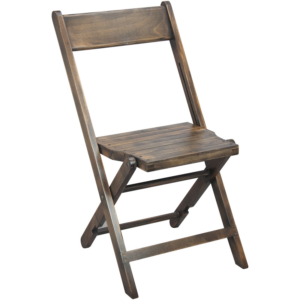 2-Pack Slatted Wood Folding Special Event Chair - Antique Black. Picture 2