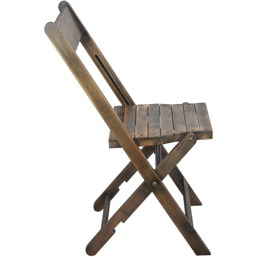 2-Pack Slatted Wood Folding Special Event Chair - Antique Black. Picture 3