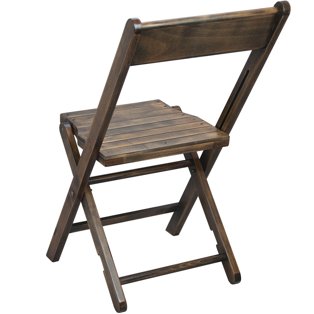 2-Pack Slatted Wood Folding Special Event Chair - Antique Black. Picture 1