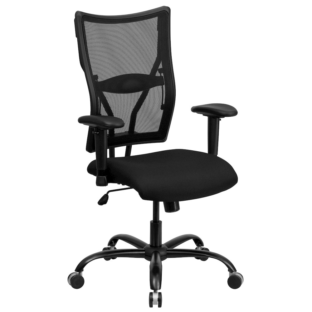 400 lb. Rated Black Mesh Executive Swivel Office Chair with Adjustable Arms. Picture 1