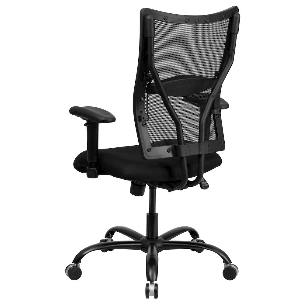 400 lb. Rated Black Mesh Executive Swivel Office Chair with Adjustable Arms. Picture 8