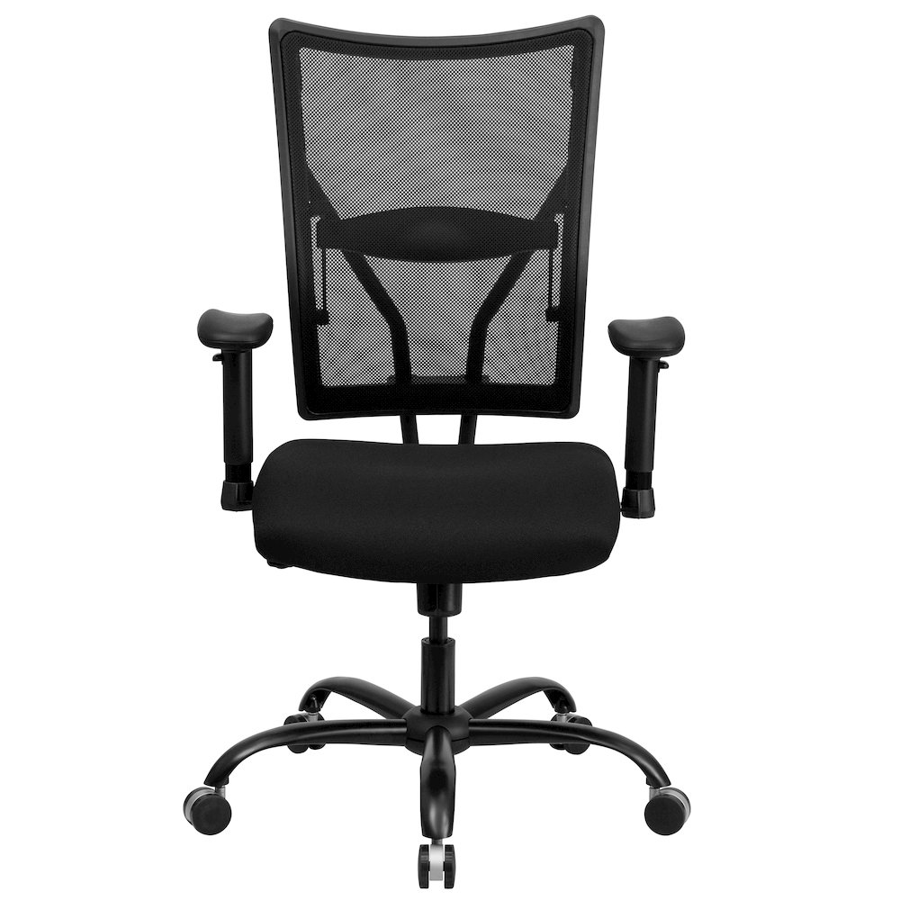 400 lb. Rated Black Mesh Executive Swivel Office Chair with Adjustable Arms. Picture 11