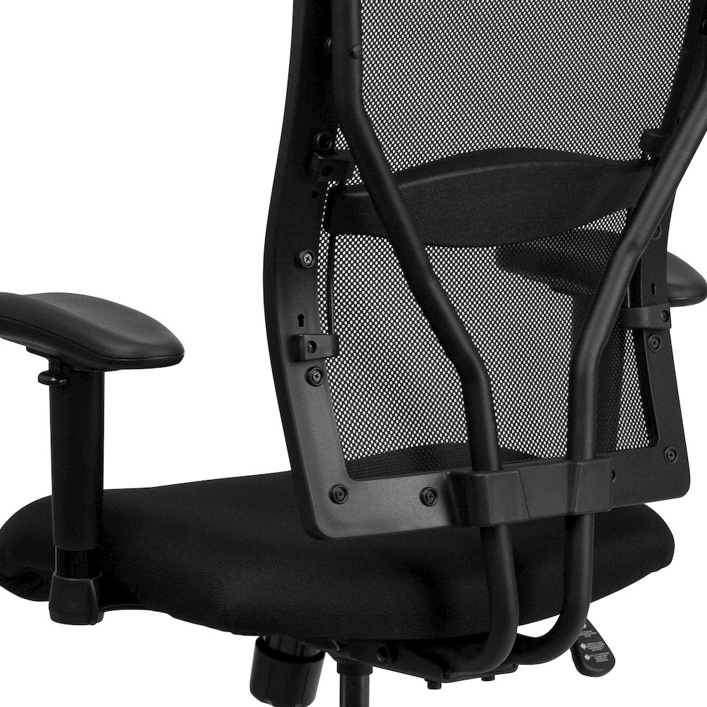 400 lb. Rated Black Mesh Executive Swivel Office Chair with Adjustable Arms. Picture 12