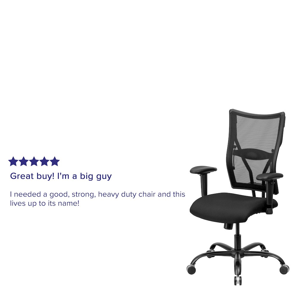 400 lb. Rated Black Mesh Executive Swivel Office Chair with Adjustable Arms. Picture 5