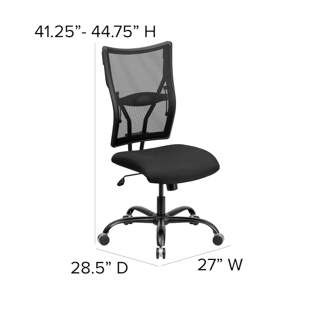Big & Tall 400 lb. Rated Black Mesh Executive Swivel Ergonomic Office Chair. Picture 7