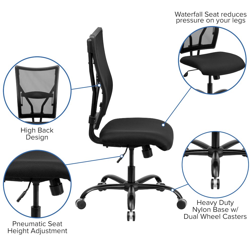 Big & Tall 400 lb. Rated Black Mesh Executive Swivel Ergonomic Office Chair. Picture 6