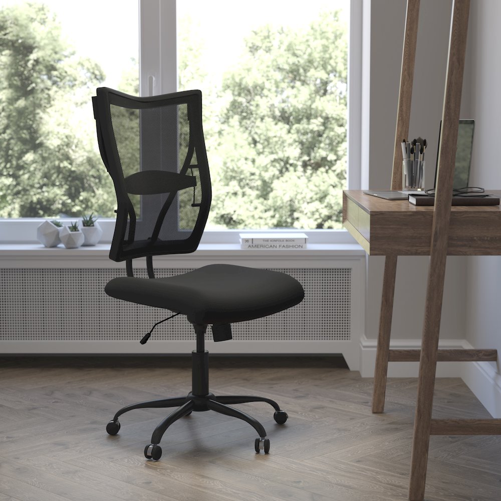 Big & Tall 400 lb. Rated Black Mesh Executive Swivel Ergonomic Office Chair. Picture 2