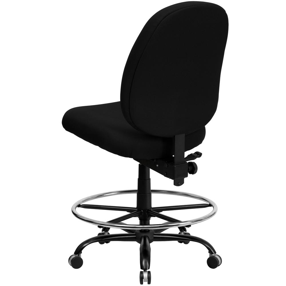 Big & Tall 400 lb. Rated High Back Black Fabric Ergonomic Drafting Chair with Adjustable Back Height. Picture 3