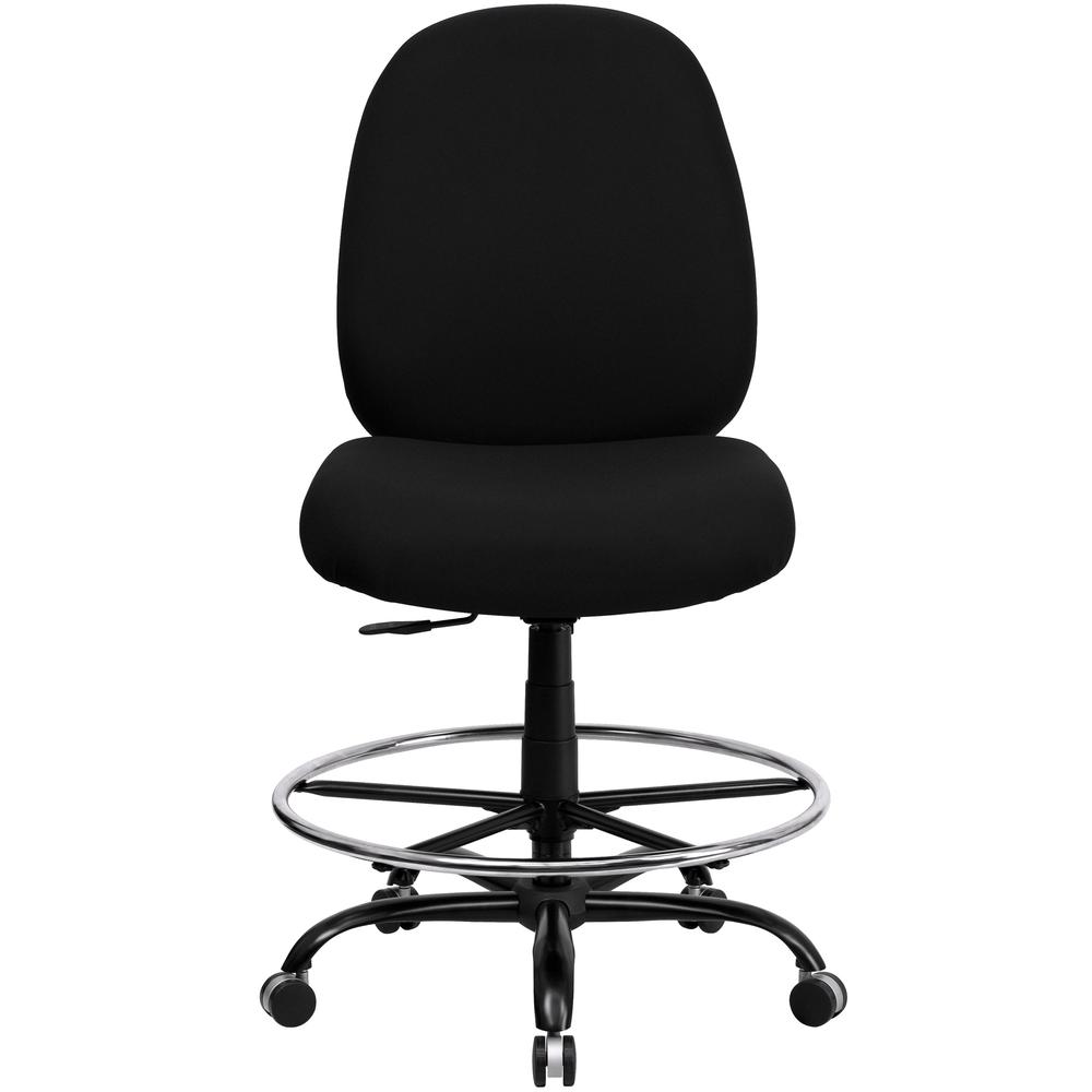 Big & Tall 400 lb. Rated High Back Black Fabric Ergonomic Drafting Chair with Adjustable Back Height. Picture 4