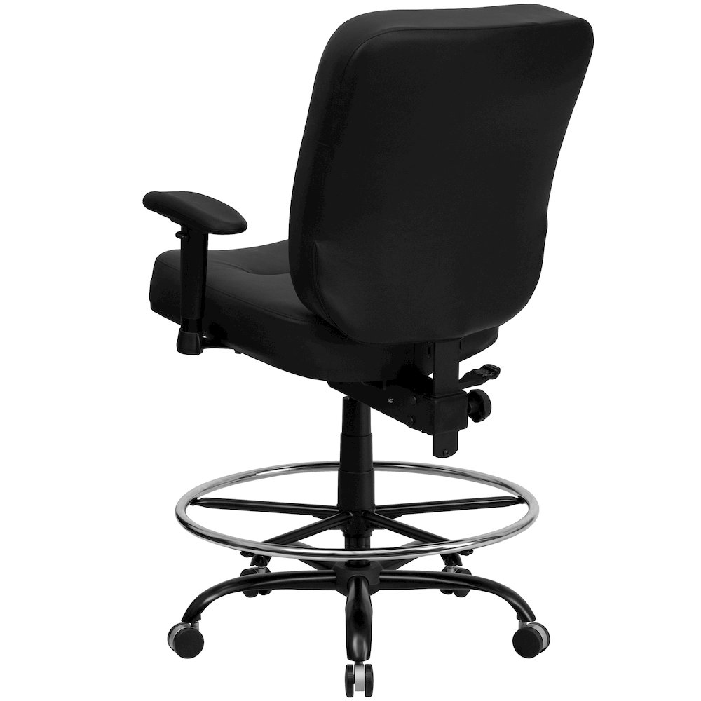 Big & Tall 400 lb. Rated Black Ergonomic Drafting Chair with Adjustable Arms. Picture 6