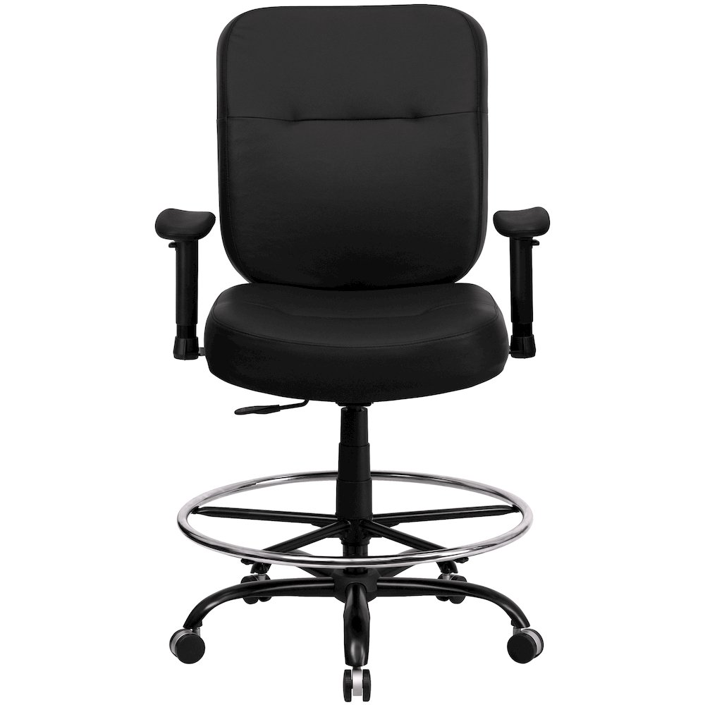 Big & Tall 400 lb. Rated Black Ergonomic Drafting Chair with Adjustable Arms. Picture 8