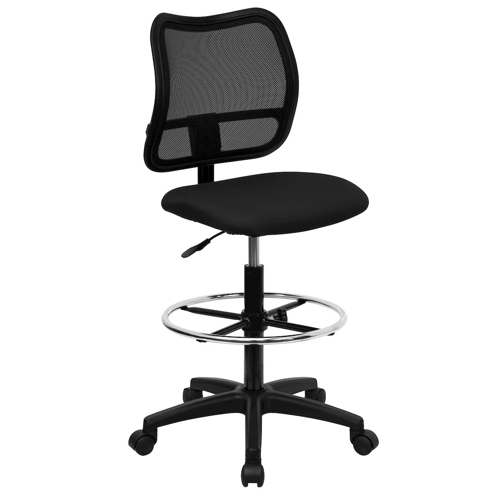 Mid-Back Black Mesh Drafting Chair. Picture 1