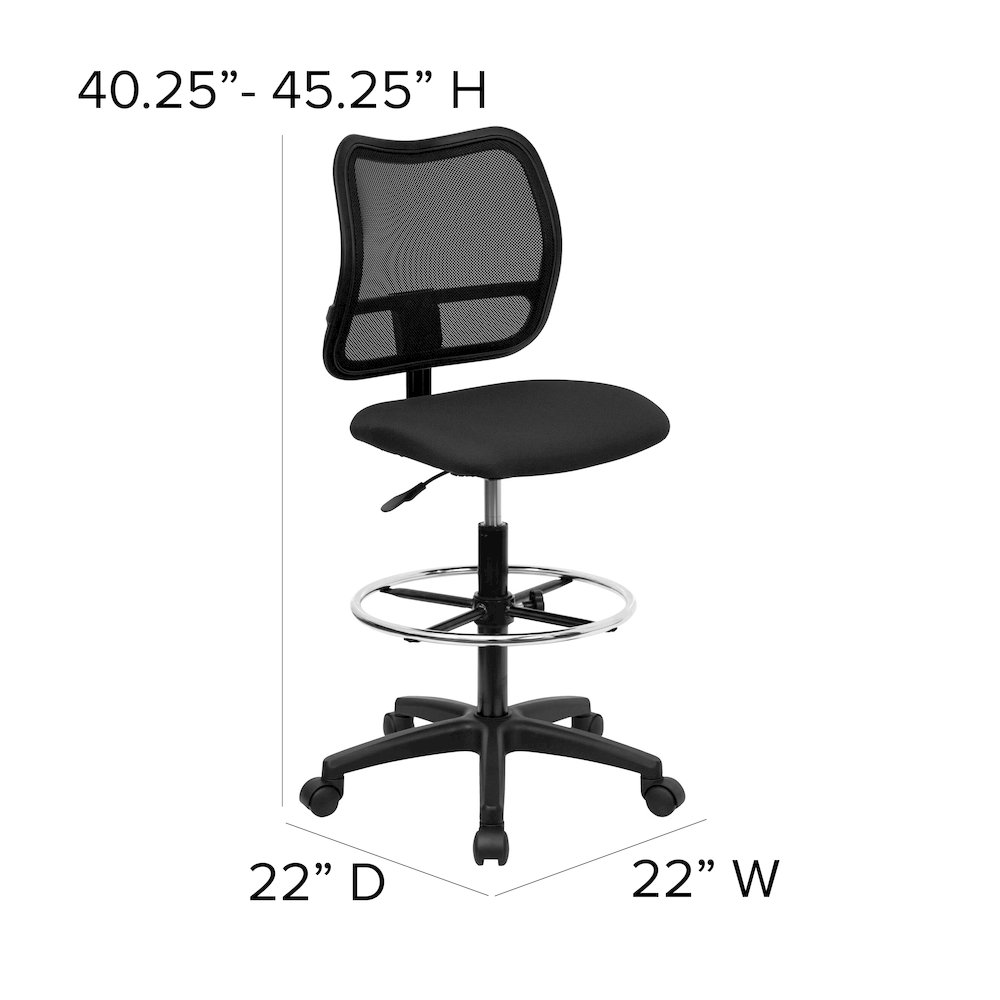 Mid-Back Black Mesh Drafting Chair. Picture 5
