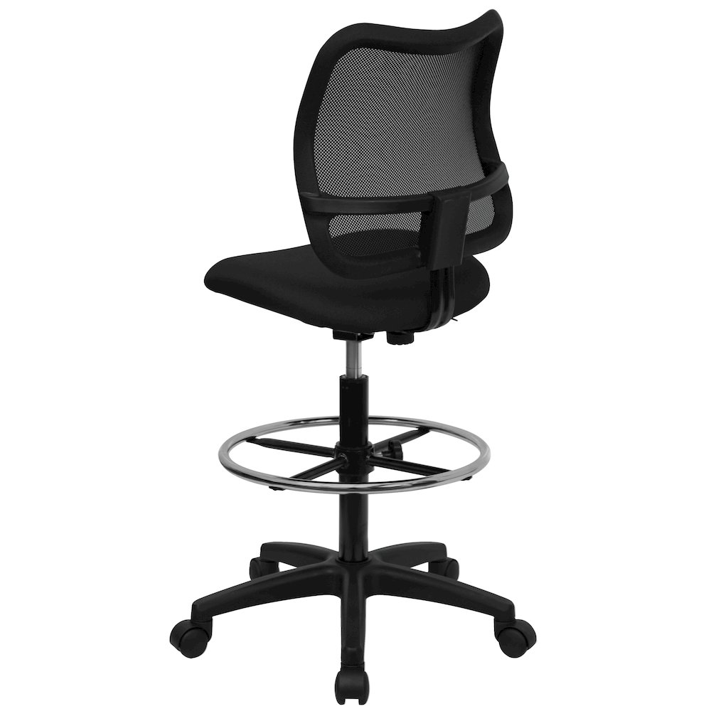 Mid-Back Black Mesh Drafting Chair. Picture 6