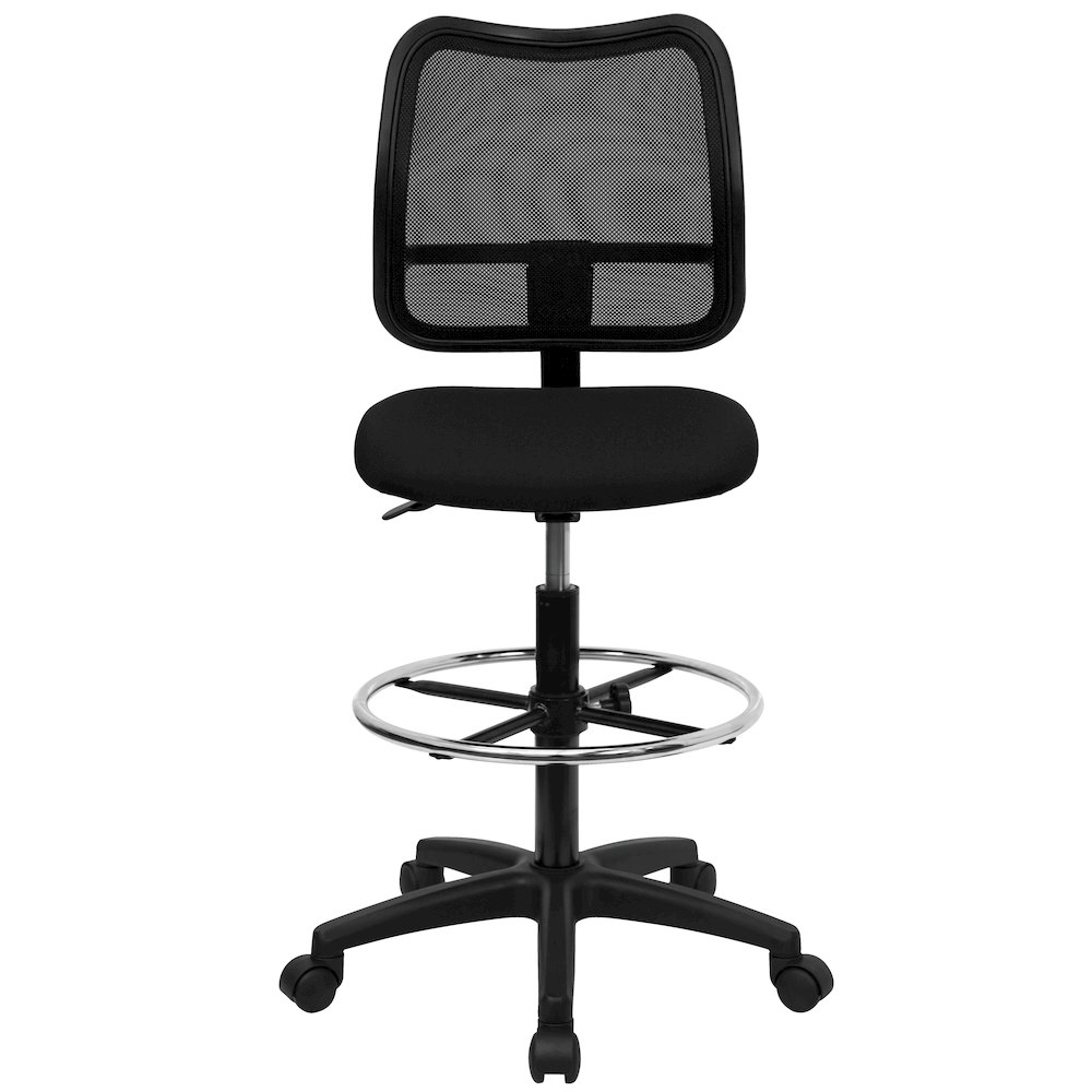 Mid-Back Black Mesh Drafting Chair. Picture 9