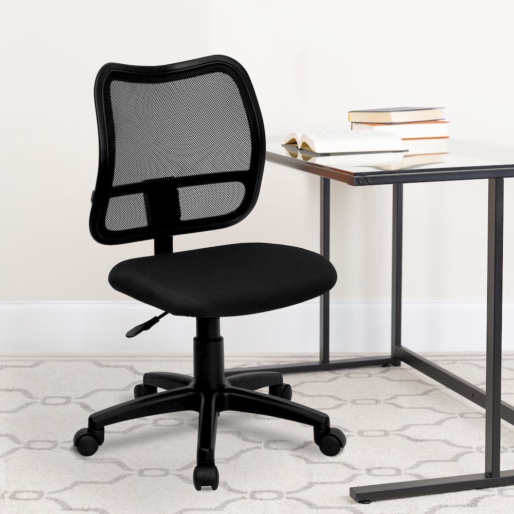 Mid-Back Black Mesh Swivel Task Office Chair. Picture 2