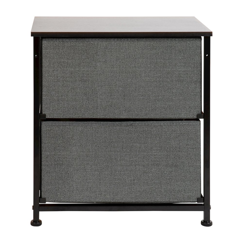 2 Drawer Wood Top Black Nightstand Storage Organizer. Picture 6