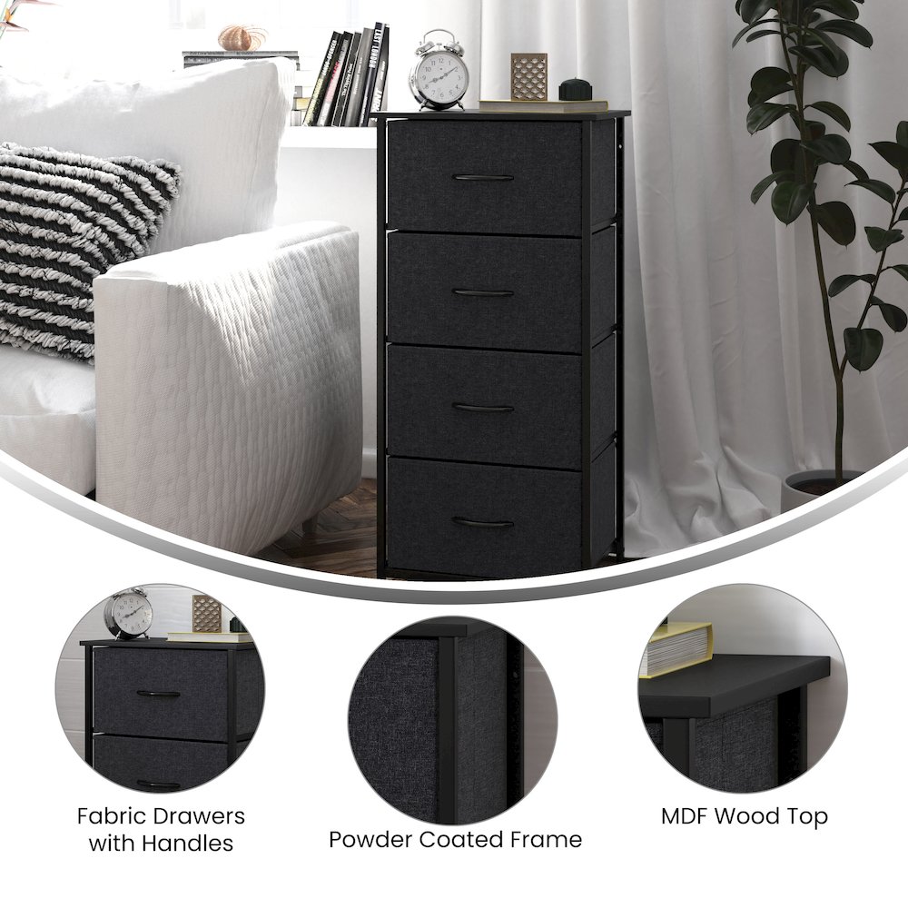 4 Drawer Dresser Storage Organizer, Black Drawers/Black Frame. Picture 4