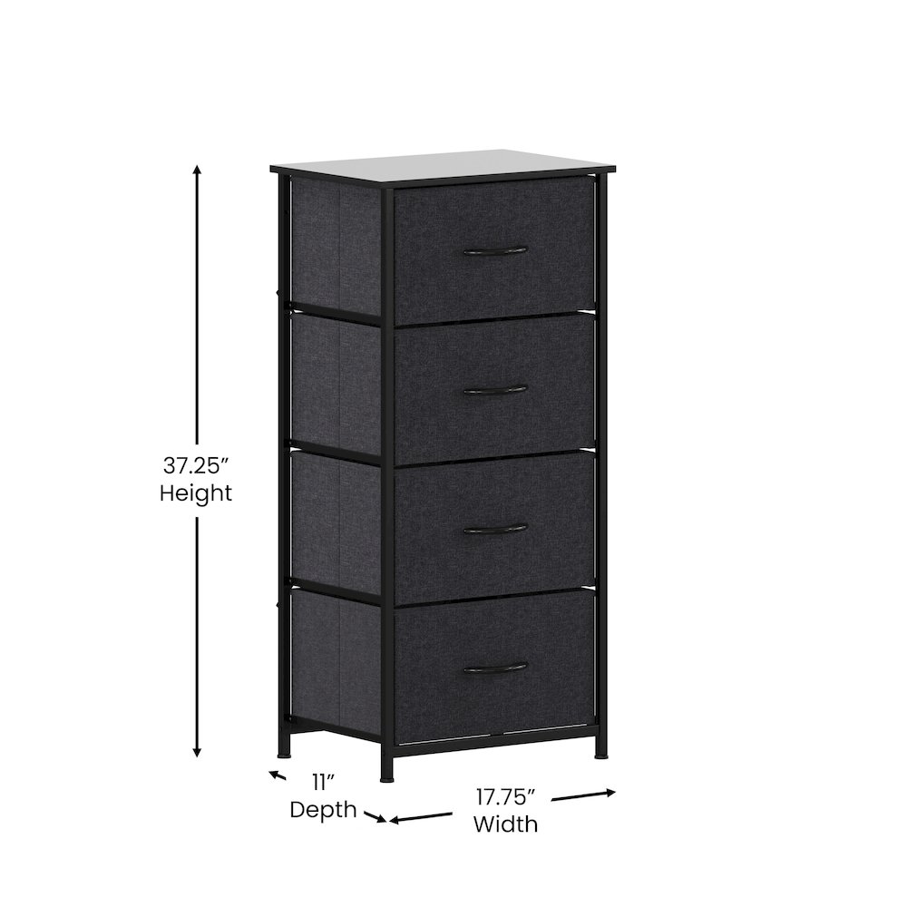4 Drawer Dresser Storage Organizer, Black Drawers/Black Frame. Picture 5