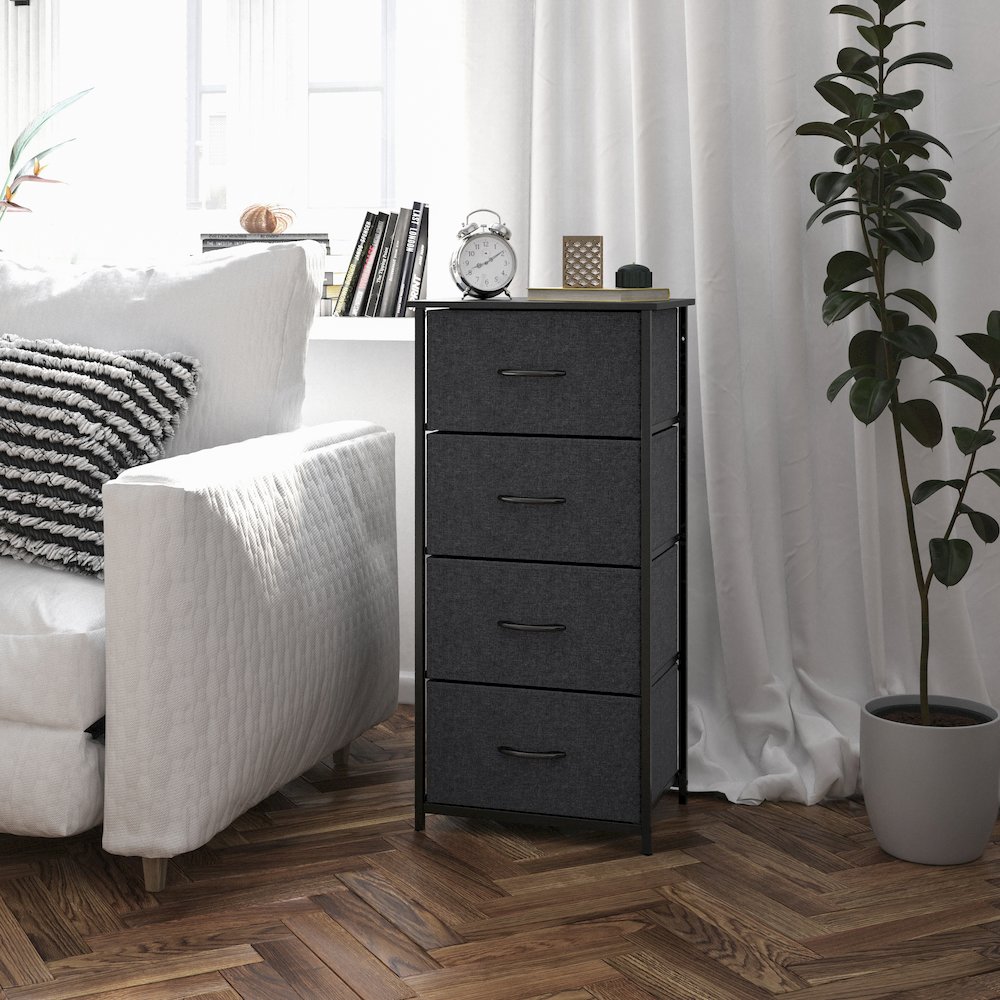 4 Drawer Dresser Storage Organizer, Black Drawers/Black Frame. Picture 3