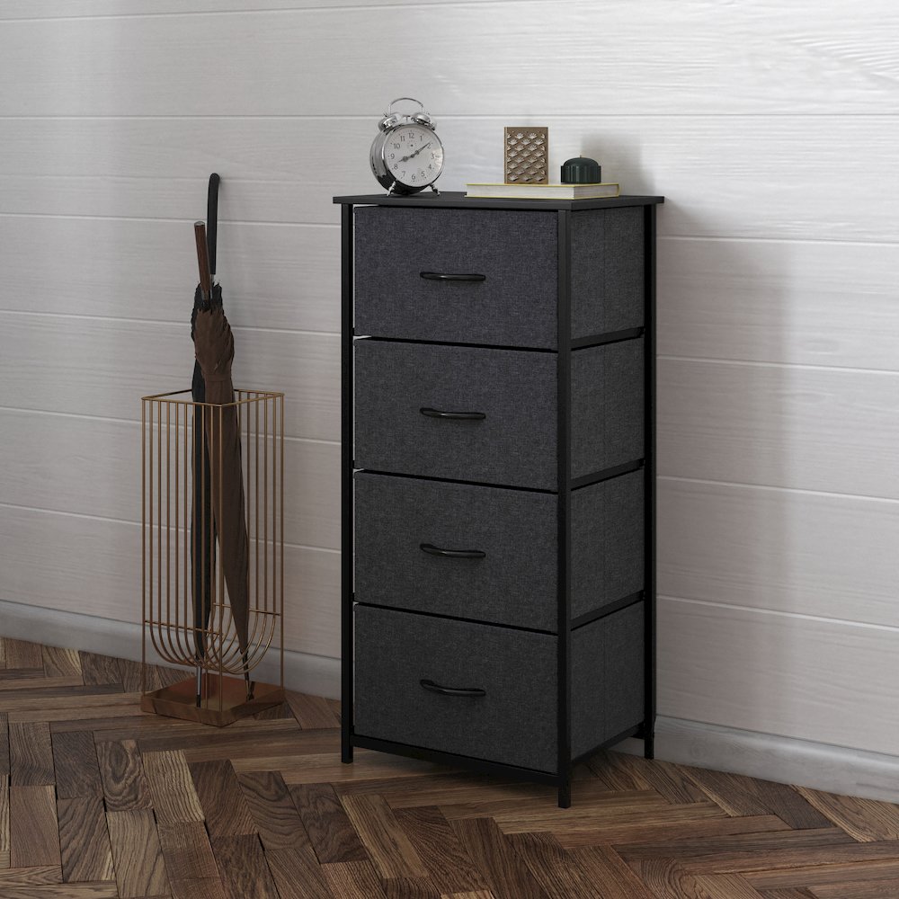 4 Drawer Dresser Storage Organizer, Black Drawers/Black Frame. Picture 6