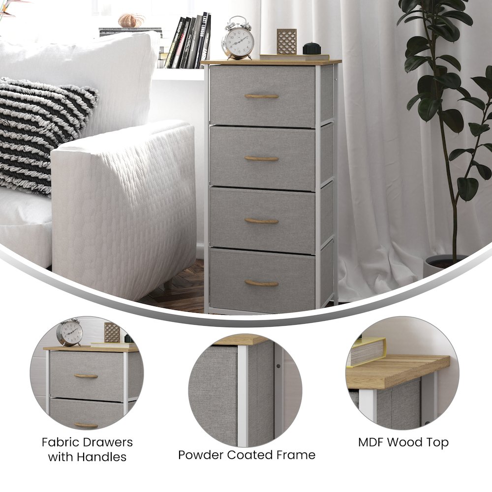 4 Drawer Dresser Storage Organizer, Beige Drawers/White Frame. Picture 4