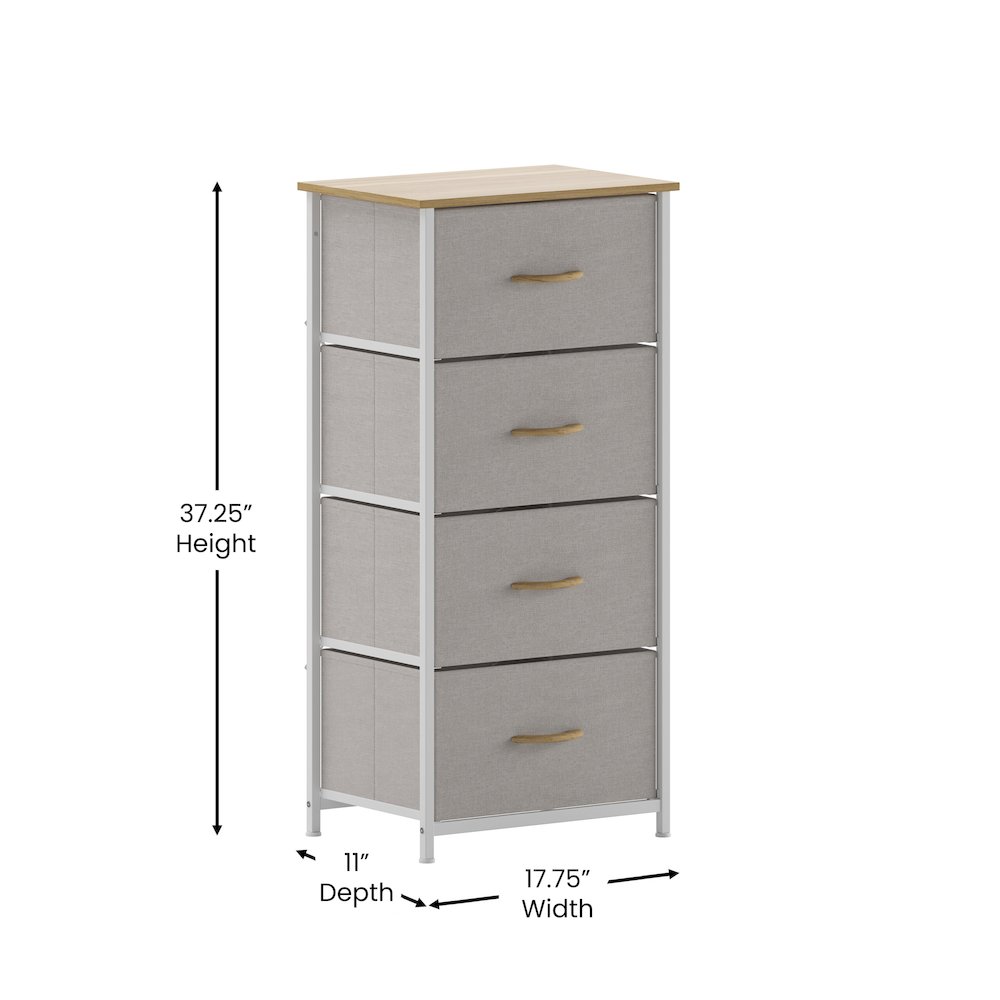 4 Drawer Dresser Storage Organizer, Beige Drawers/White Frame. Picture 5