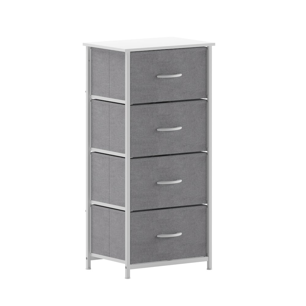 4 Drawer Dresser Storage Organizer, Gray Drawers/White Frame. Picture 1