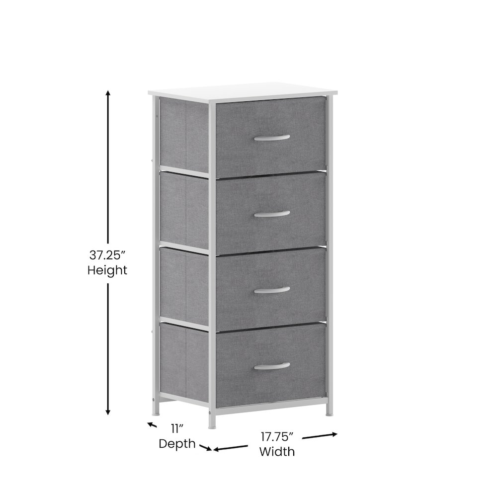 4 Drawer Dresser Storage Organizer, Gray Drawers/White Frame. Picture 5