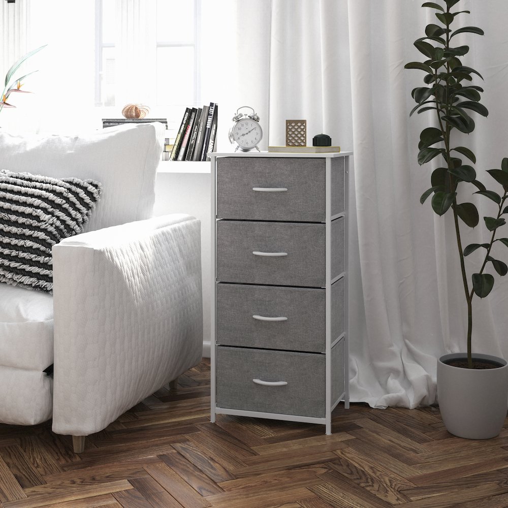 4 Drawer Dresser Storage Organizer, Gray Drawers/White Frame. Picture 3