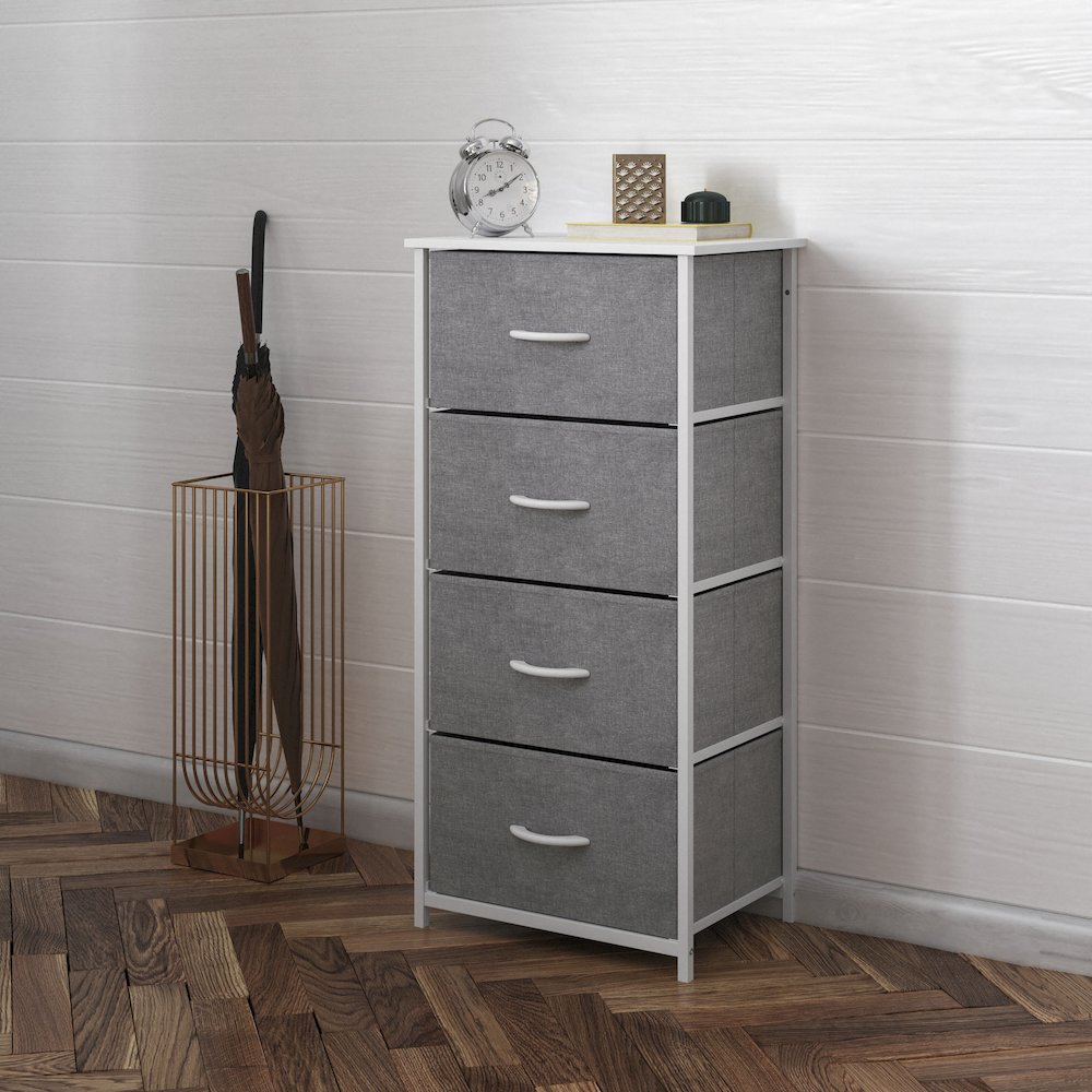 4 Drawer Dresser Storage Organizer, Gray Drawers/White Frame. Picture 6