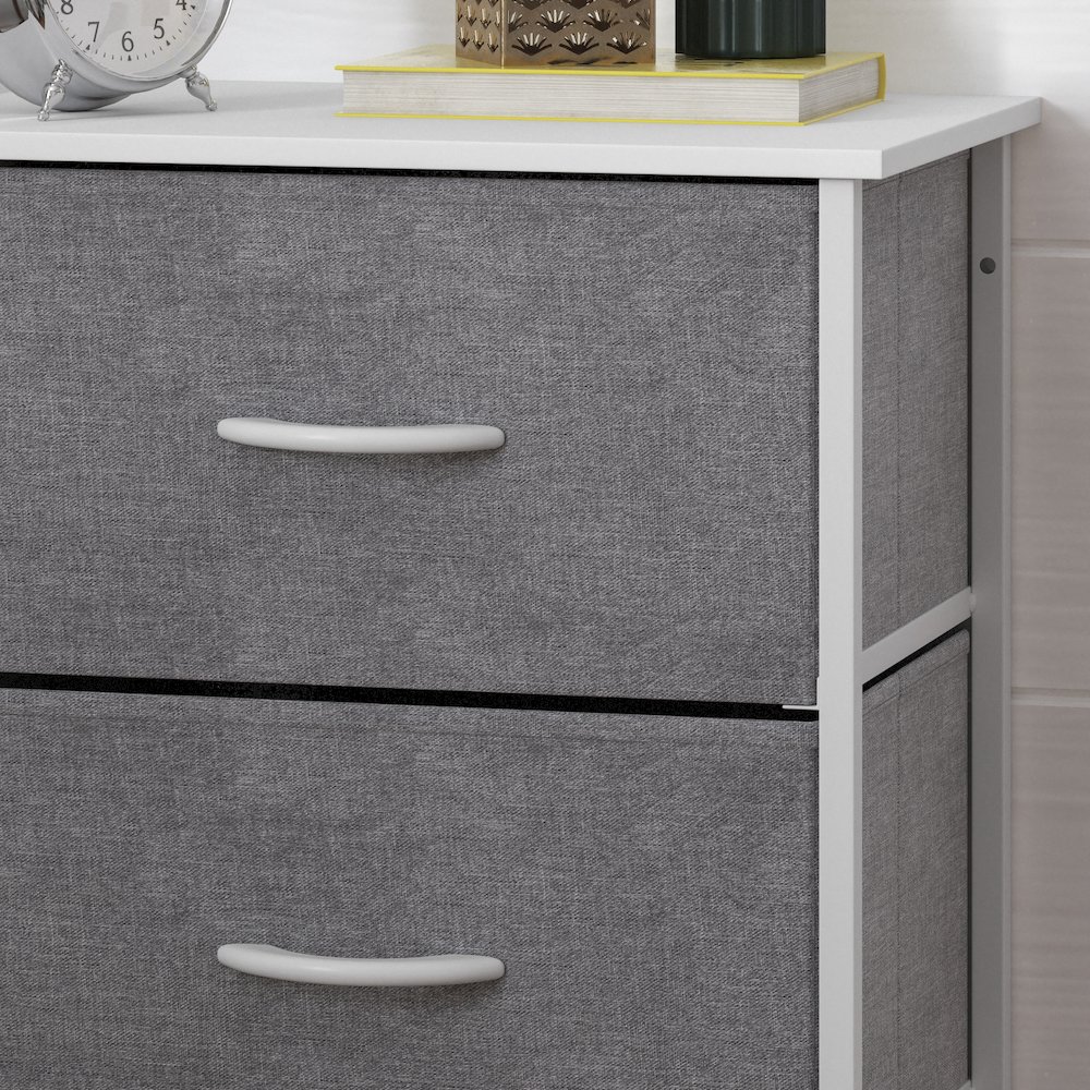 4 Drawer Dresser Storage Organizer, Gray Drawers/White Frame. Picture 7