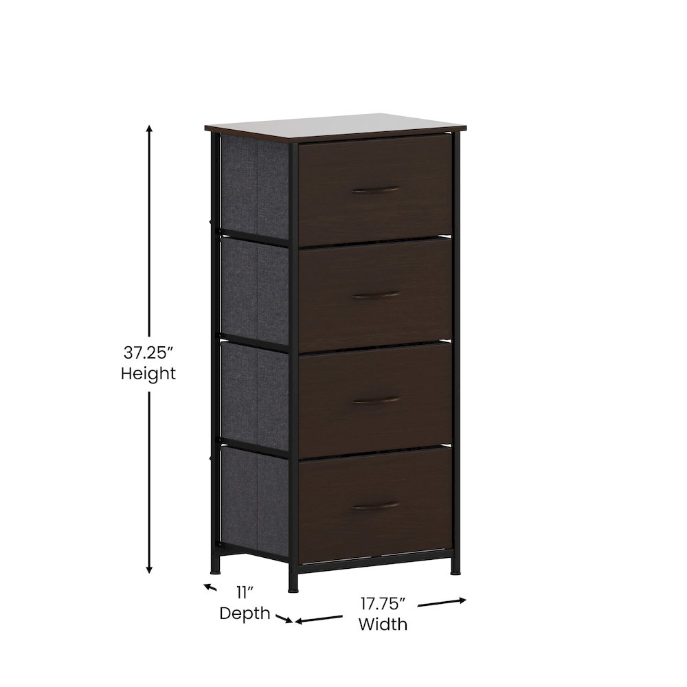 4 Drawer Dresser Storage Organizer, Brown Drawers/Black Frame. Picture 5