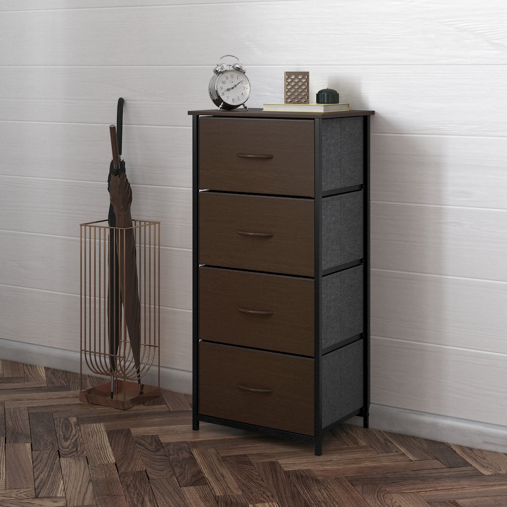 4 Drawer Dresser Storage Organizer, Brown Drawers/Black Frame. Picture 6