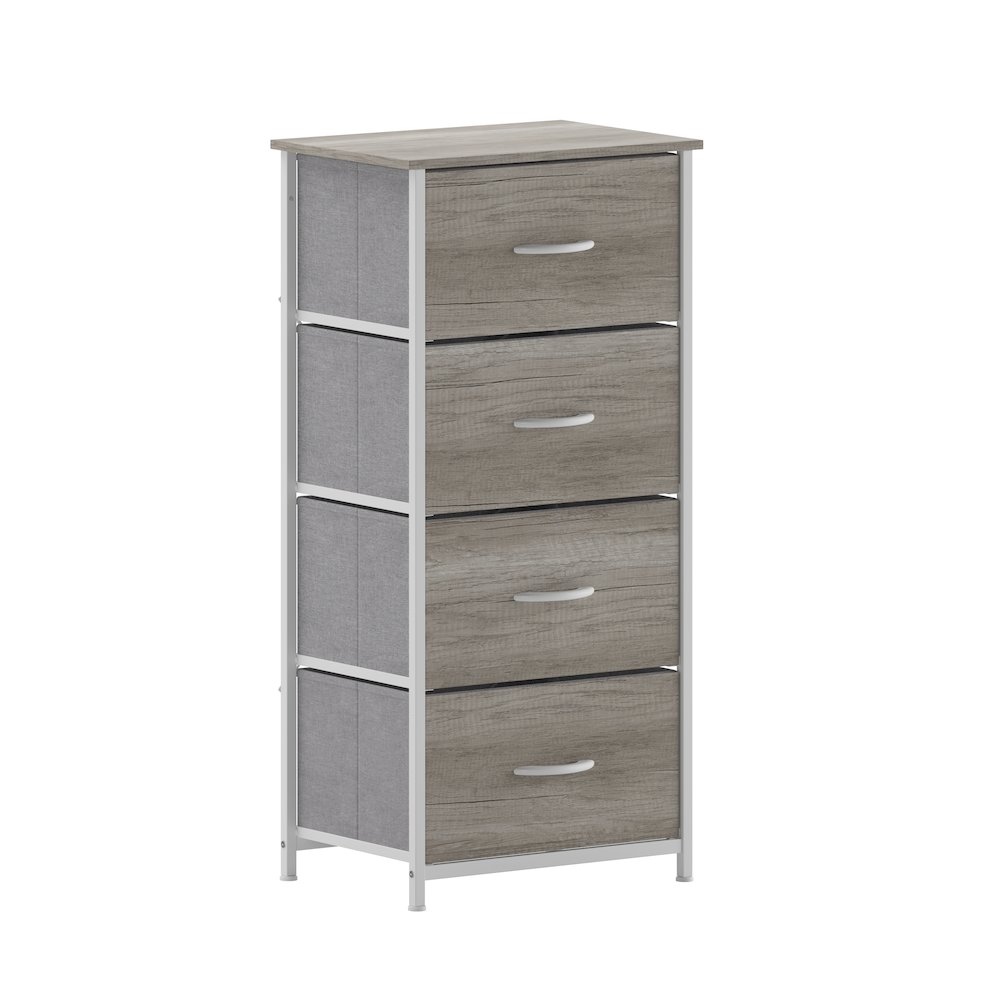 4 Drawer Dresser Storage Organizer, Light Natural Drawers/White Frame. Picture 1