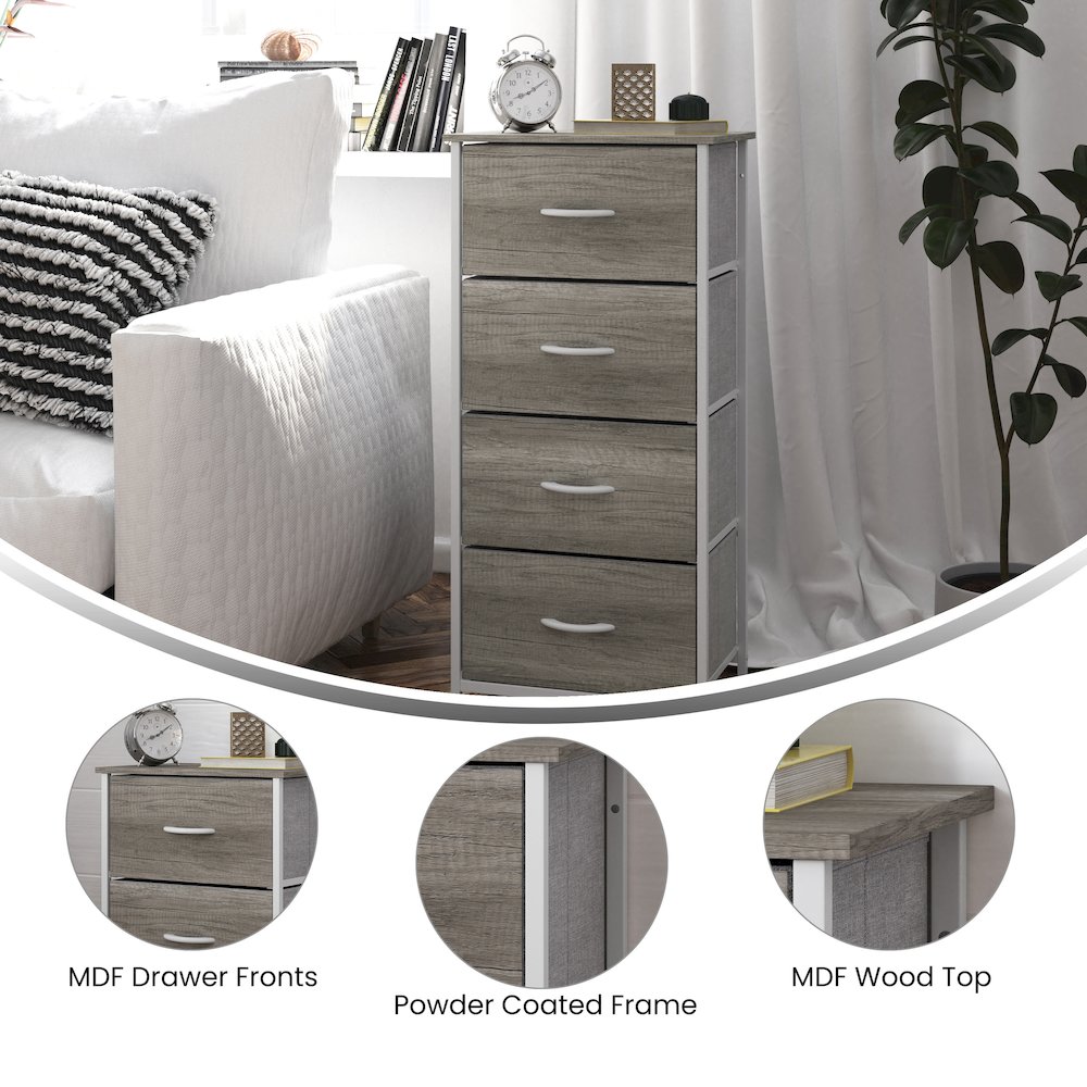 4 Drawer Dresser Storage Organizer, Light Natural Drawers/White Frame. Picture 4