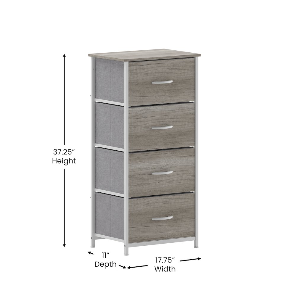 4 Drawer Dresser Storage Organizer, Light Natural Drawers/White Frame. Picture 5