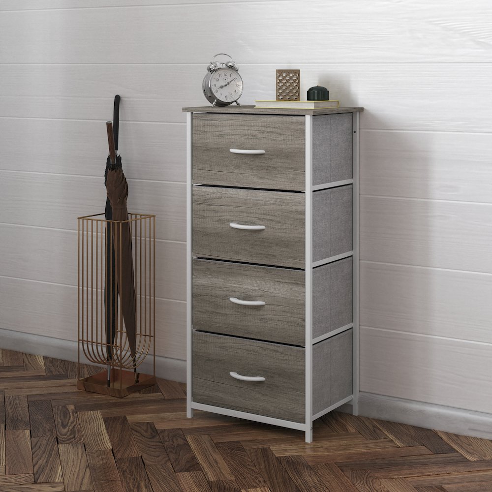 4 Drawer Dresser Storage Organizer, Light Natural Drawers/White Frame. Picture 6