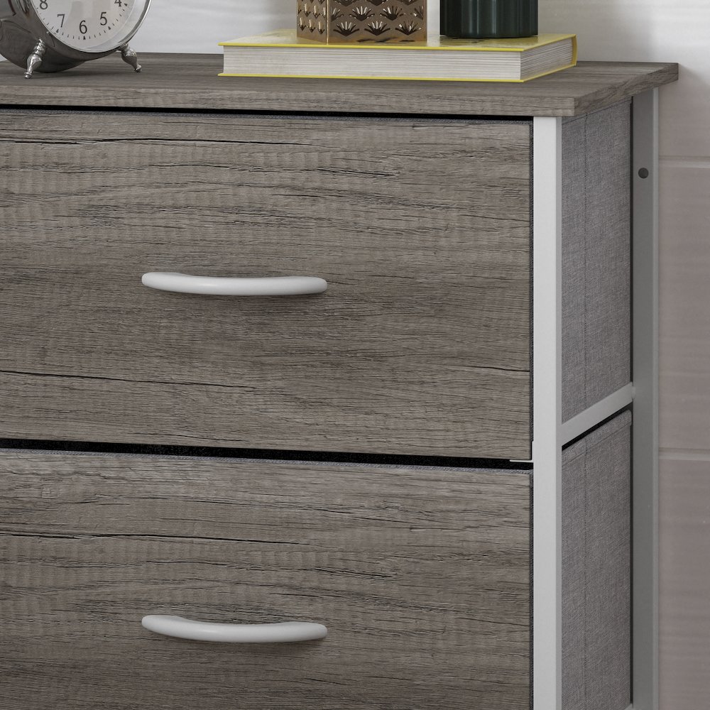 4 Drawer Dresser Storage Organizer, Light Natural Drawers/White Frame. Picture 7