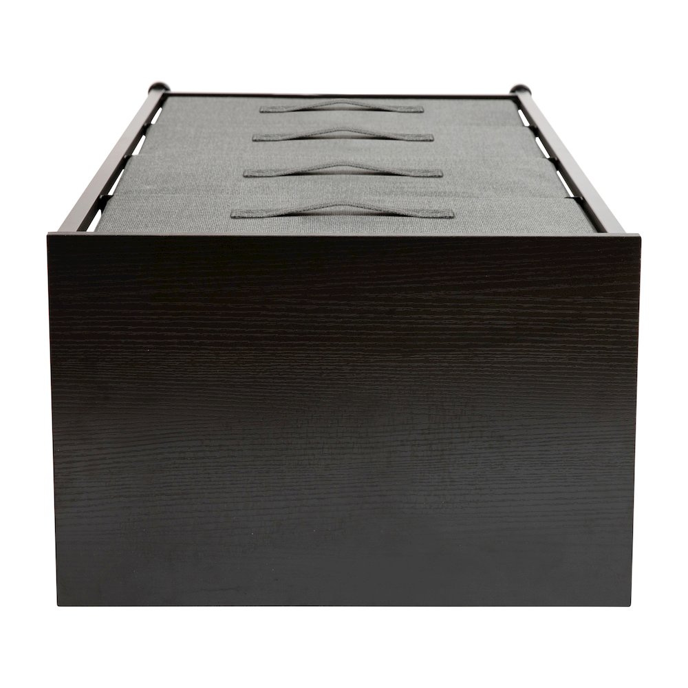 4 Drawer Wood Top BlackFrame Vertical Storage Dresser with Dark Gray Drawers. Picture 10