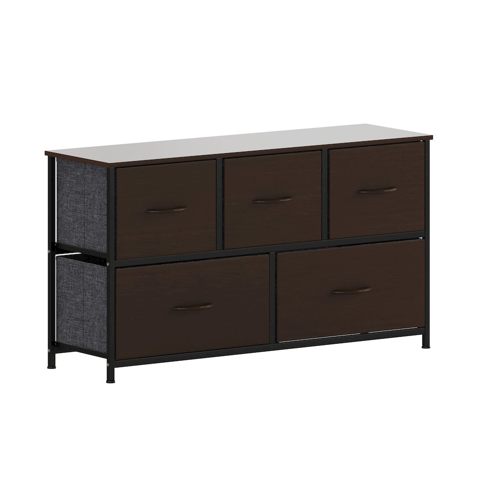 5 Drawer Dresser Storage Organizer, Brown Drawers/Black Frame. Picture 1