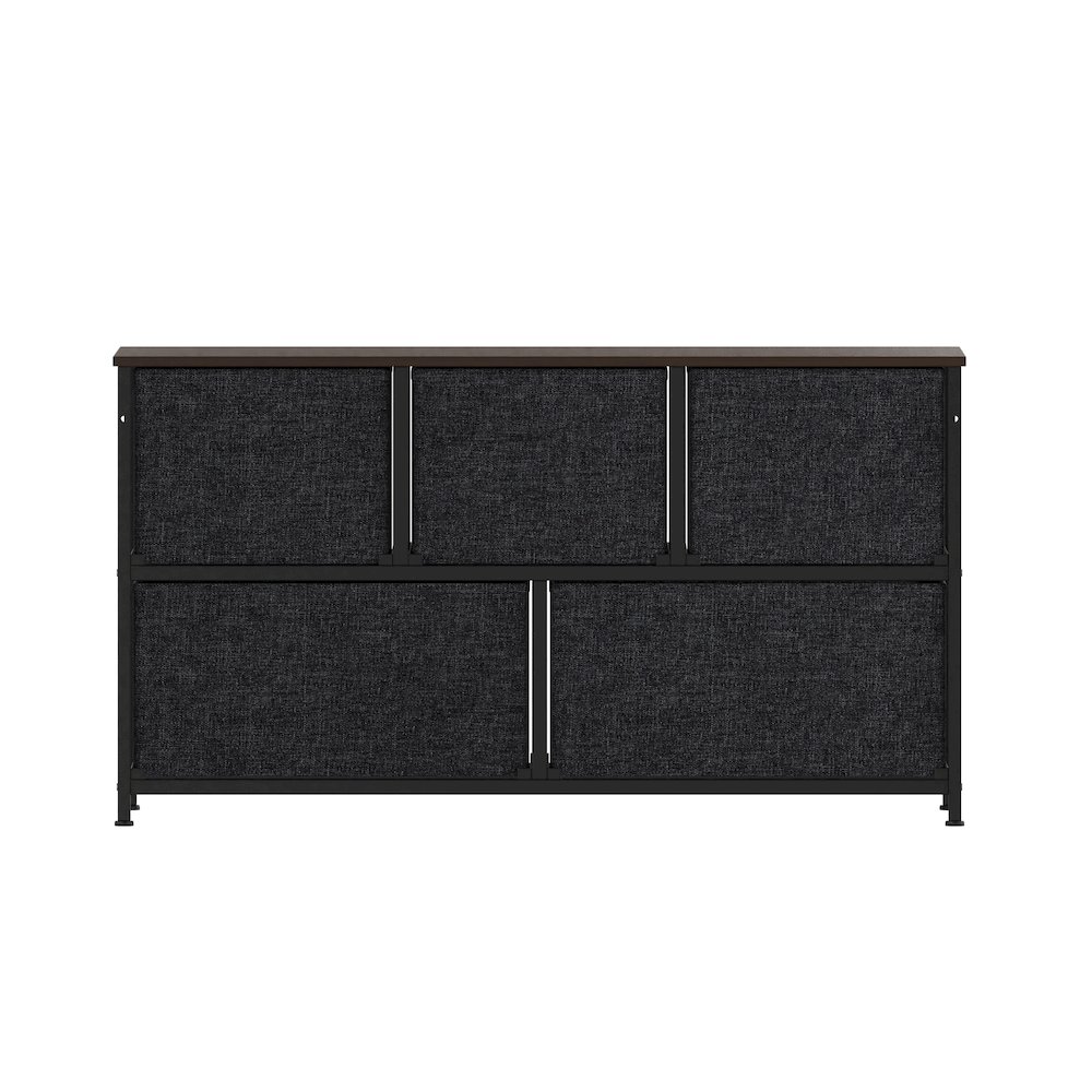5 Drawer Dresser Storage Organizer, Brown Drawers/Black Frame. Picture 8