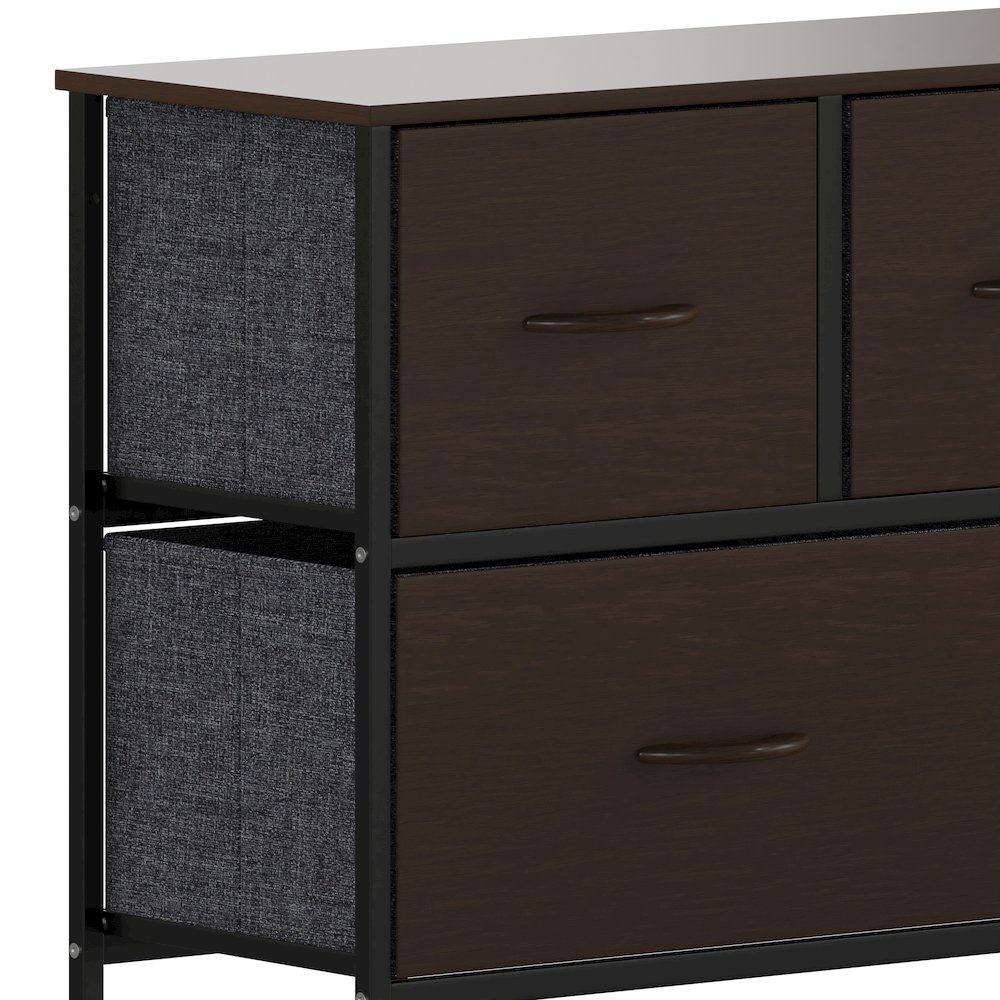 5 Drawer Dresser Storage Organizer, Brown Drawers/Black Frame. Picture 9