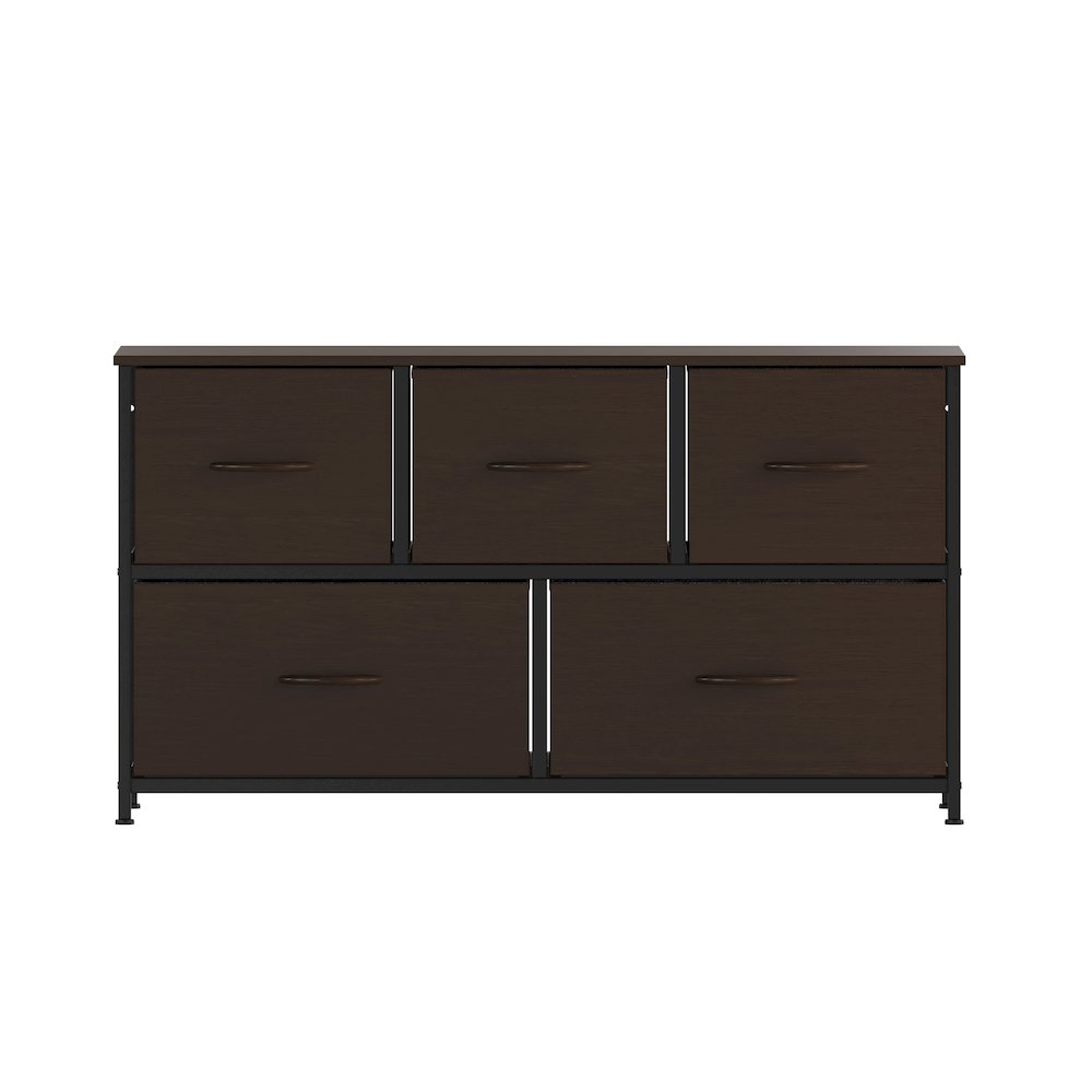 5 Drawer Dresser Storage Organizer, Brown Drawers/Black Frame. Picture 11